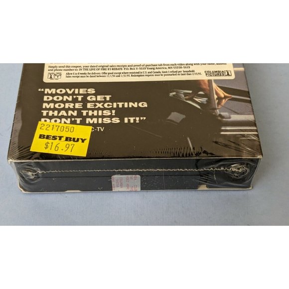 In the Line of Fire (VHS, 1993) Eastwood - Original Stickers - NEW & SEALED - Picture 3 of 3